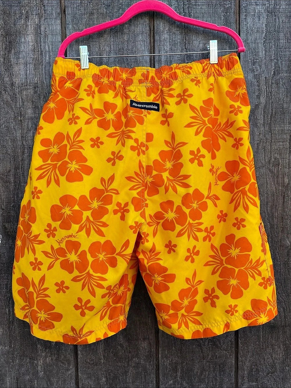 Abercrombie & Fitch Floral Swim Trunks in Yellow & Orange Size Large Like New